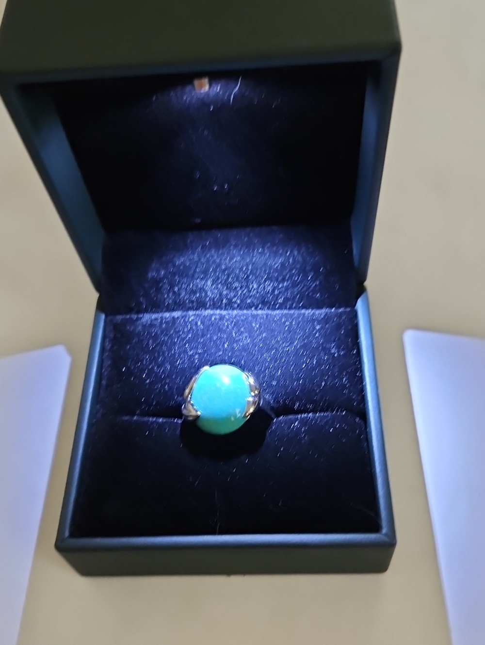Natural Blue Turquoise Stone Women's Ring - Size 6